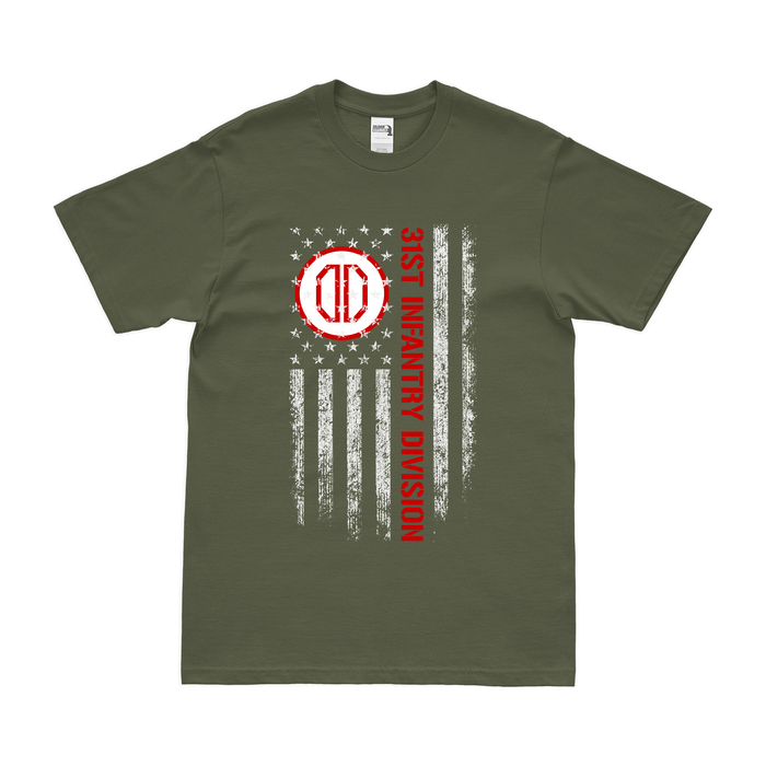 U.S. Army 31st Infantry Division American Flag T-Shirt Tactically Acquired Small Military Green 