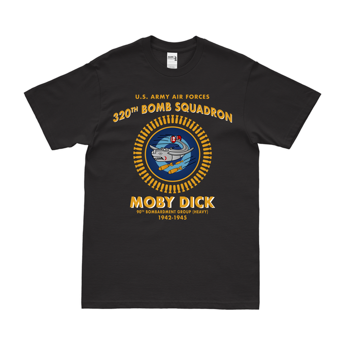 320th Bomb Squadron 'Moby Dick' WW2 Legacy T-Shirt Tactically Acquired Black Clean Small