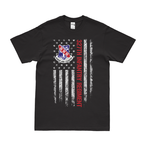 327th Infantry Regiment American Flag T-Shirt Tactically Acquired Black Small 