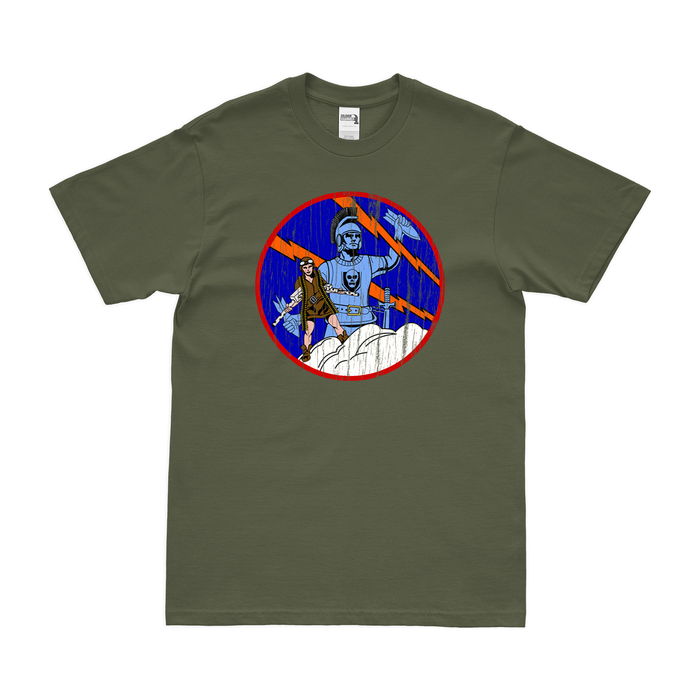 328th Fighter Squadron WW2 Logo T-Shirt Tactically Acquired Military Green Distressed Small