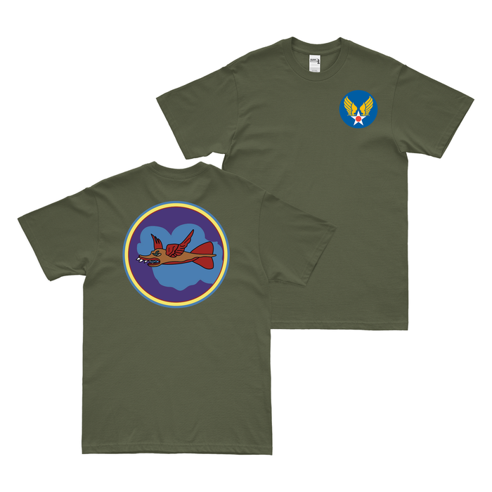 Double-Sided 337th Bombardment Squadron WW2 T-Shirt Tactically Acquired Military Green Small 