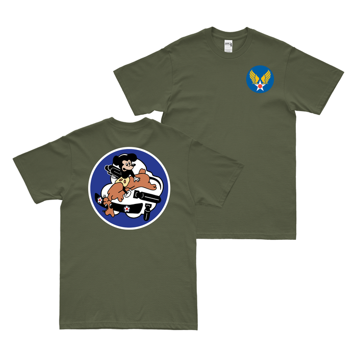 Double-Sided 349th Bombardment Squadron WW2 T-Shirt Tactically Acquired Military Green Small 