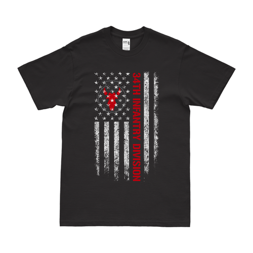 U.S. Army 34th Infantry Division American Flag T-Shirt Tactically Acquired Small Black 