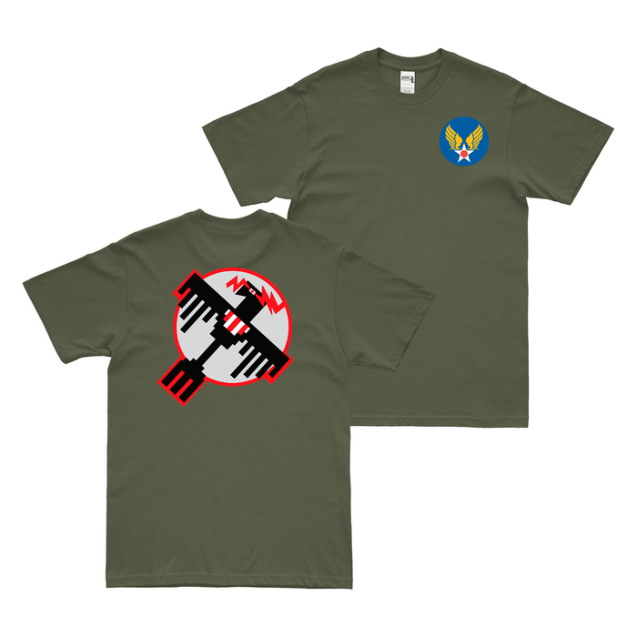 Double-Sided 34th Bombardment Squadron WW2 T-Shirt Tactically Acquired Military Green Small 