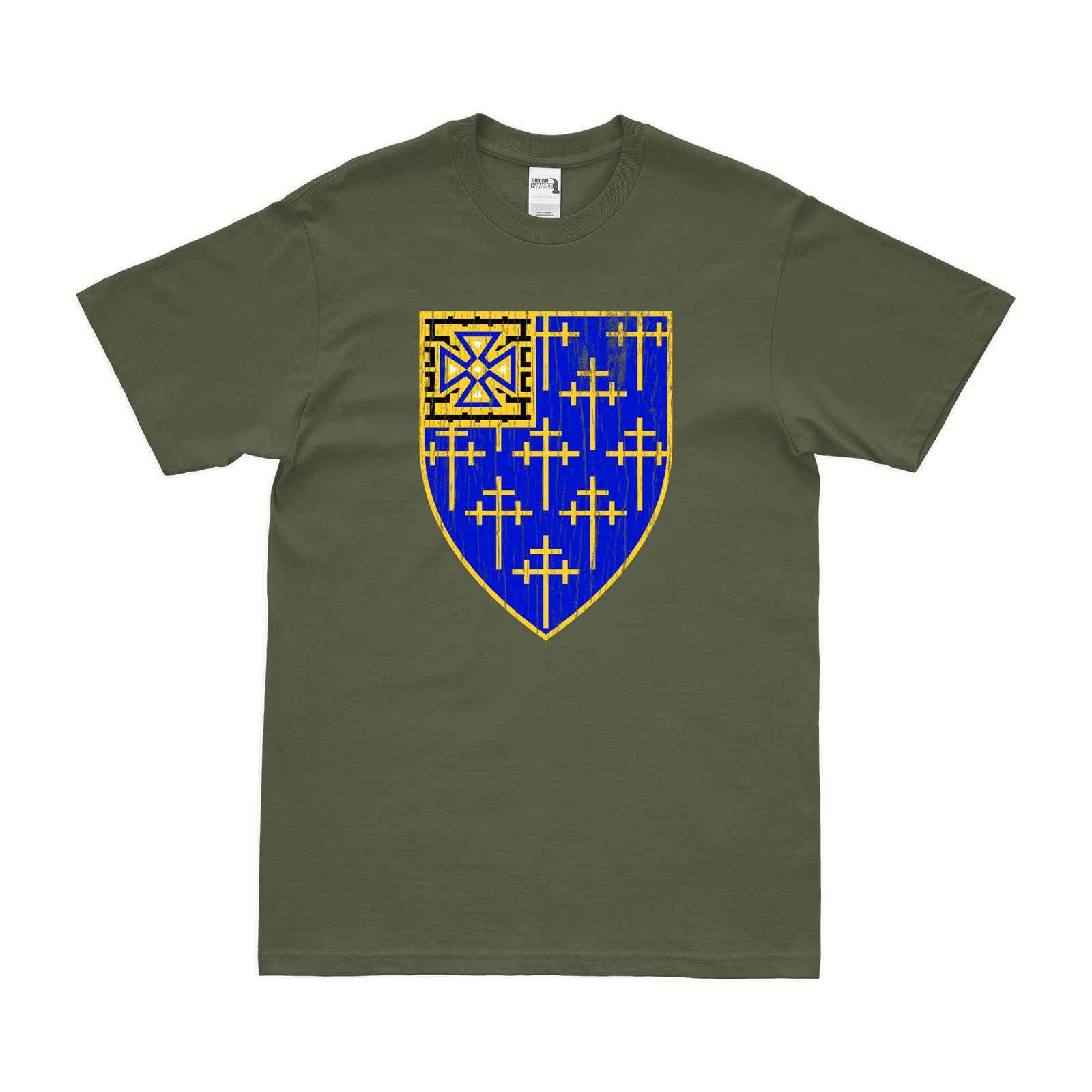 U.S. Army 34th Infantry Regiment Unit Logo Emblem T-Shirt Tactically Acquired Military Green Distressed Small