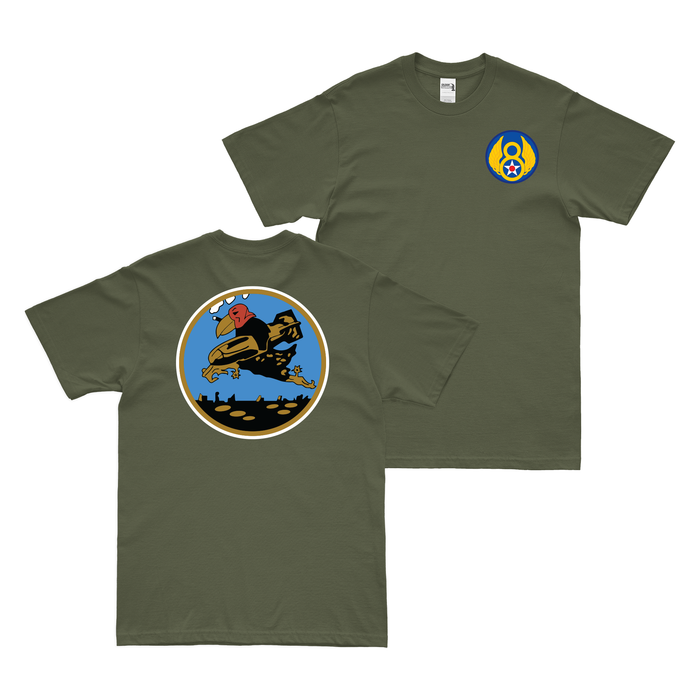 Double-Sided 351st Bombardment Squadron Logo WW2 AAF T-Shirt Tactically Acquired Military Green Small 