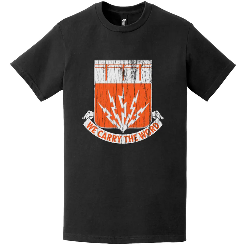 35th Signal Battalion Distressed DUI Logo Emblem T-Shirt
