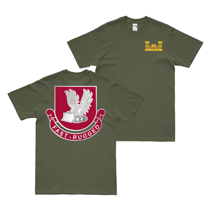 Double-Sided U.S. Army 365th Engineer Battalion T-Shirt Tactically Acquired Military Green Small 