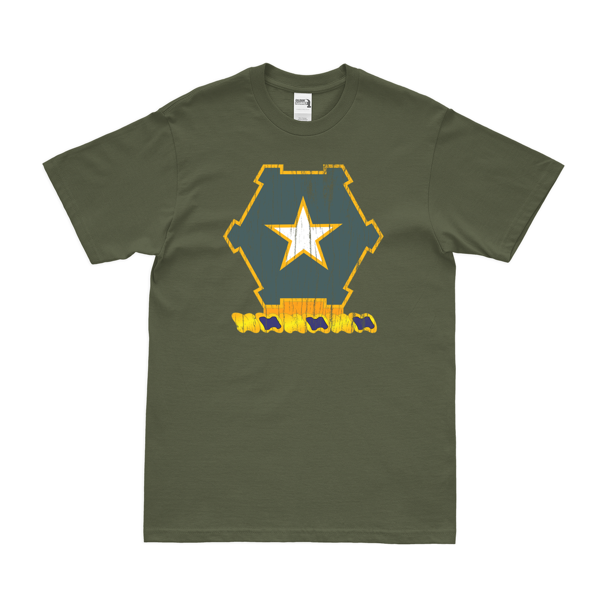 U.S. Army 36th Infantry Regiment Unit Logo Emblem T-Shirt Tactically Acquired Military Green Distressed Small