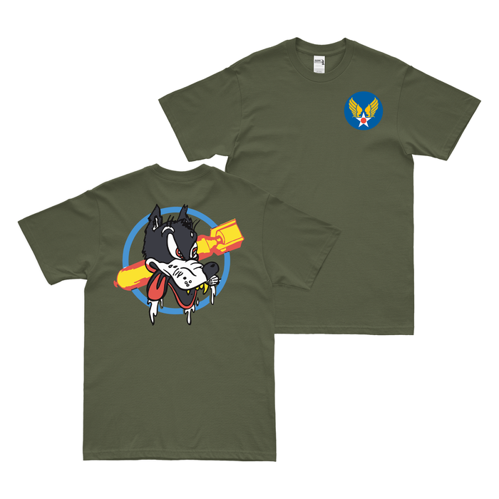 Double-Sided 377th Bombardment Squadron WW2 T-Shirt Tactically Acquired Military Green Small 