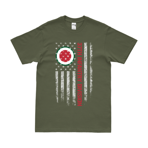 U.S. Army 37th Infantry Division American Flag T-Shirt Tactically Acquired Small Military Green 