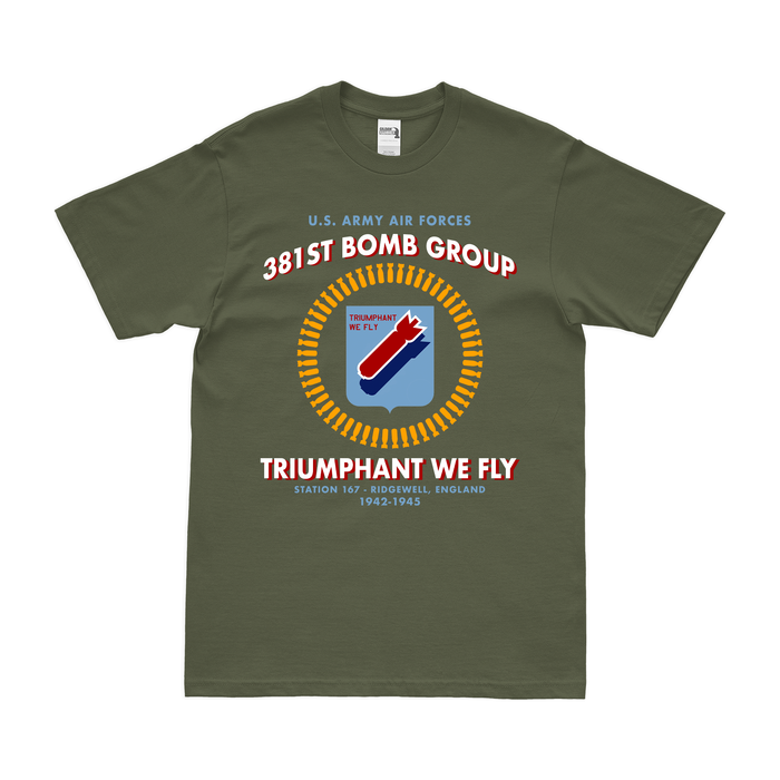 381st Bombardment Group WW2 Legacy T-Shirt Tactically Acquired Military Green Clean Small