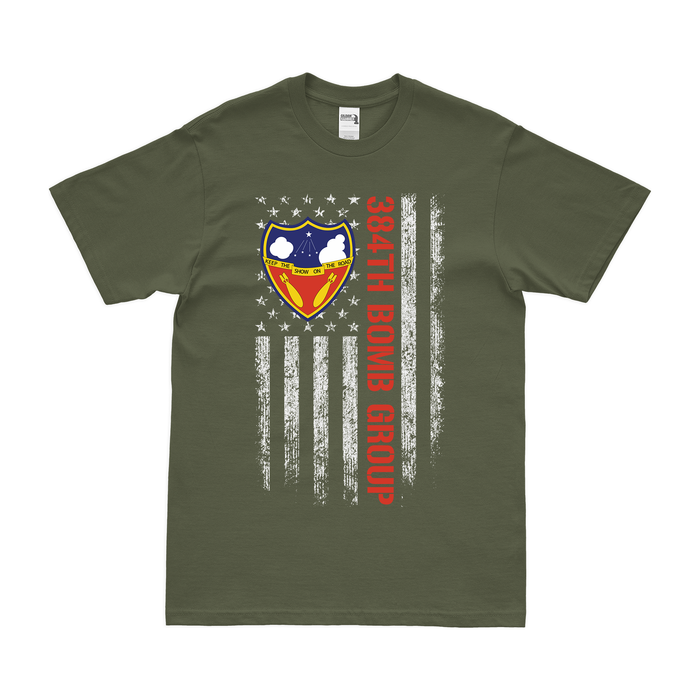 384th Bomb Group American Flag T-Shirt Tactically Acquired Military Green Small 