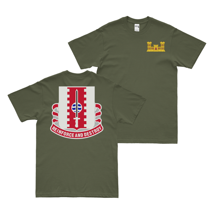 Double-Sided U.S. Army 386th Engineer Battalion T-Shirt Tactically Acquired Military Green Small 