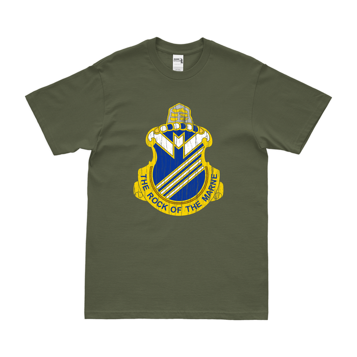U.S. Army 38th Infantry Regiment Unit Logo Emblem T-Shirt Tactically Acquired Military Green Distressed Small