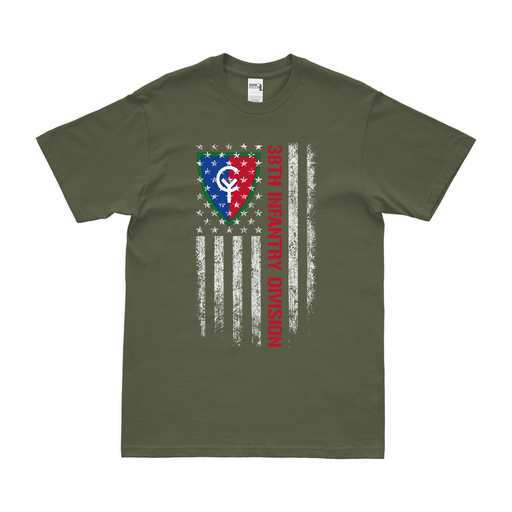 U.S. Army 38th Infantry Division American Flag T-Shirt Tactically Acquired Small Military Green 