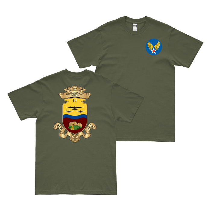 Double-Sided 390th Bomb Group USAAF T-Shirt Tactically Acquired Military Green Small 