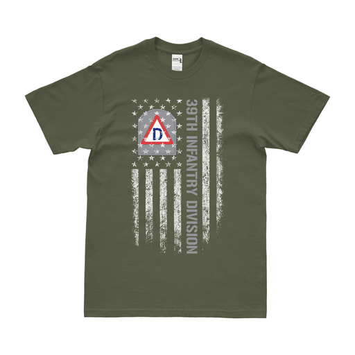 U.S. Army 39th Infantry Division American Flag T-Shirt Tactically Acquired Small Military Green 