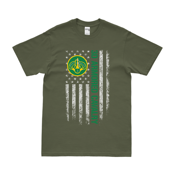 3d Armored Cavalry Regiment (3rd ACR) American Flag T-Shirt Tactically Acquired Military Green Small 