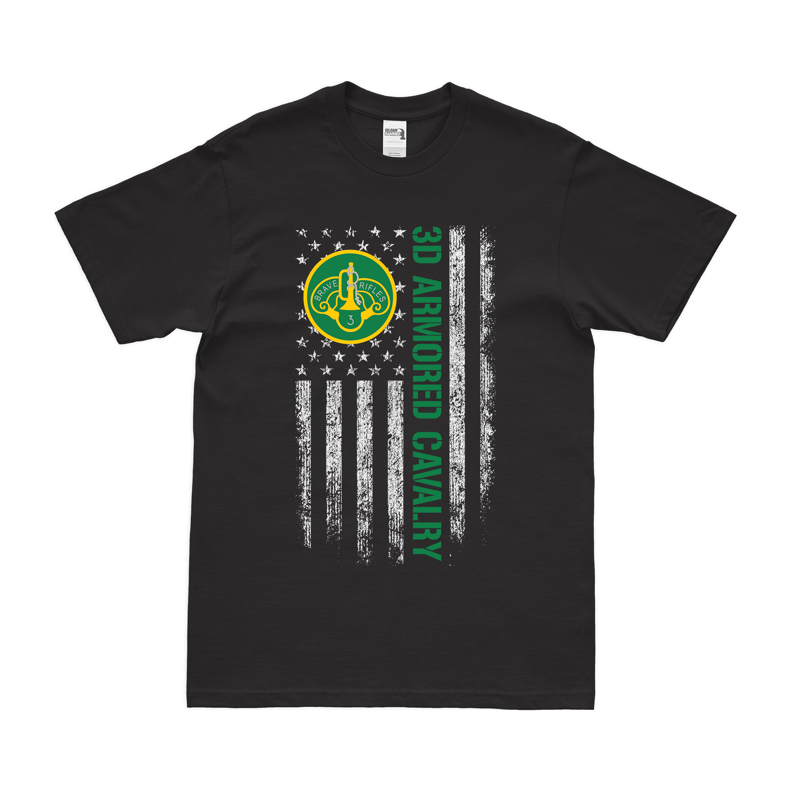 3d Armored Cavalry Regiment (3rd ACR) American Flag T-Shirt Tactically Acquired Black Small 