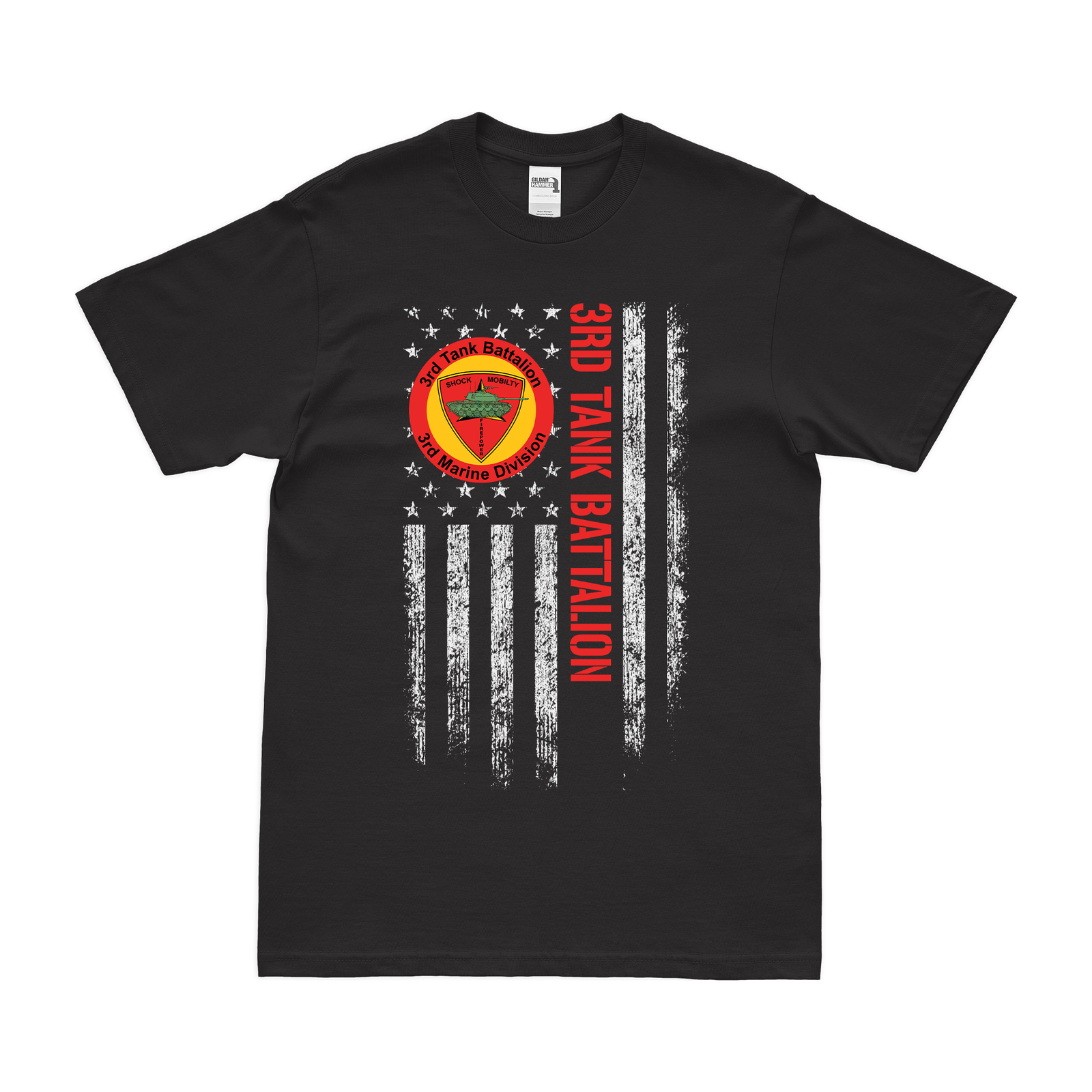 3rd Tank Battalion USMC American Flag T-Shirt Tactically Acquired Black Small 