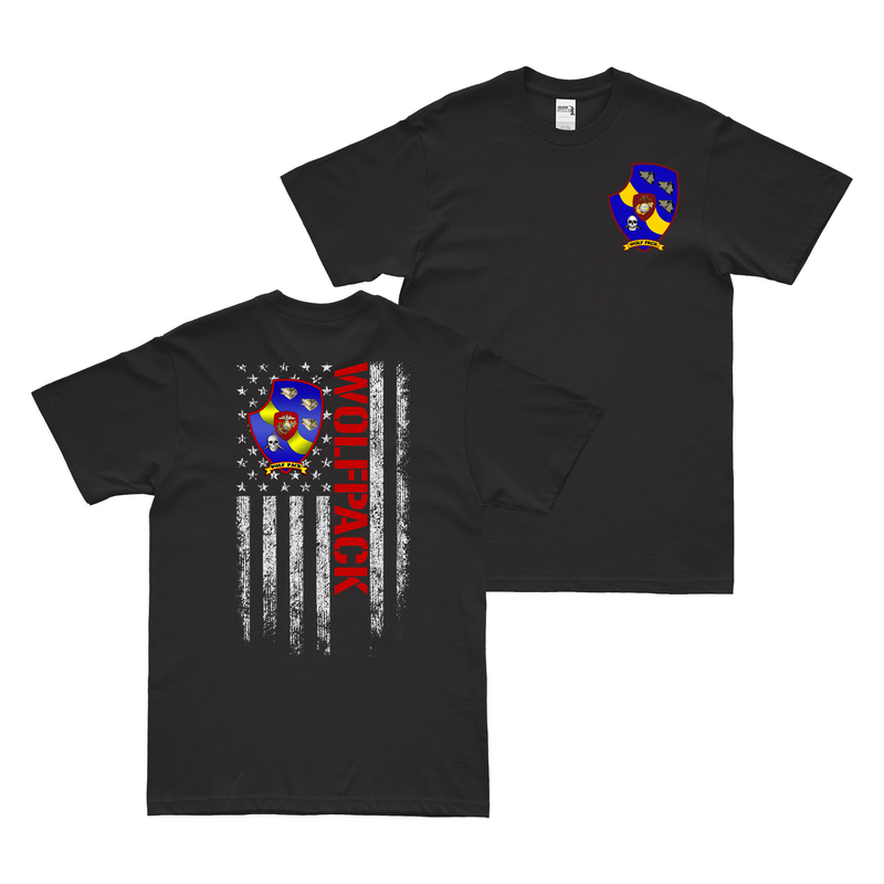 Double-Sided 3d LAR 'Wolfpack' American Flag T-Shirt