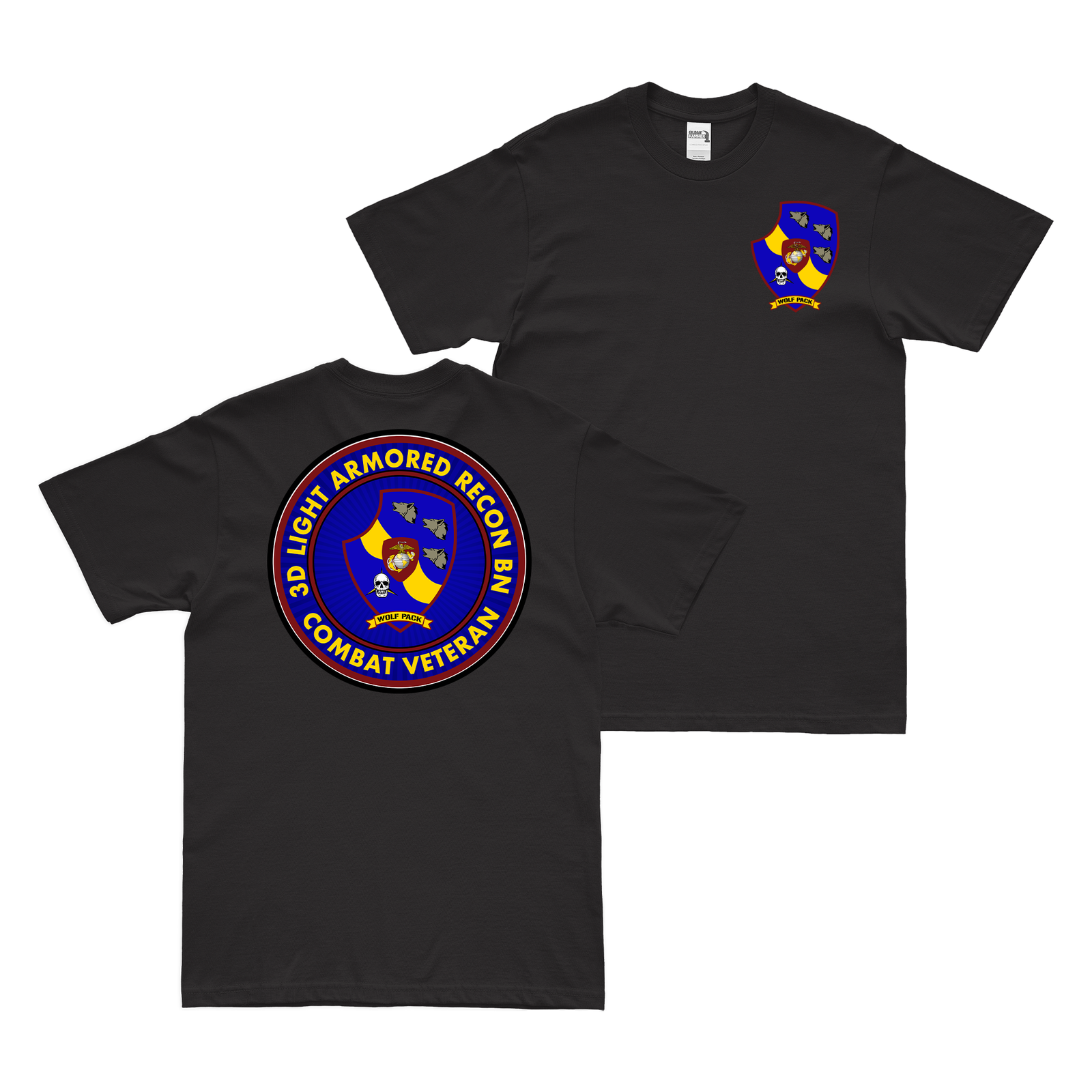 Double-Sided 3d LAR USMC Combat Veteran T-Shirt Tactically Acquired Black Small 