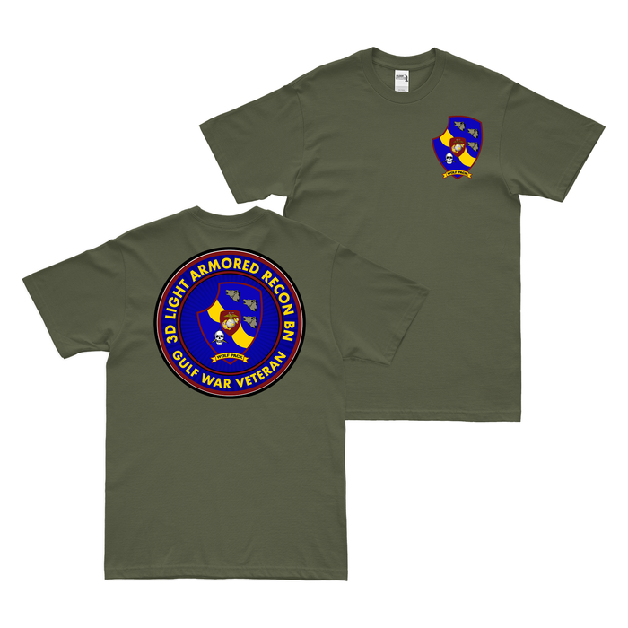 Double-Sided 3d LAR USMC Gulf War Veteran T-Shirt Tactically Acquired Military Green Small 