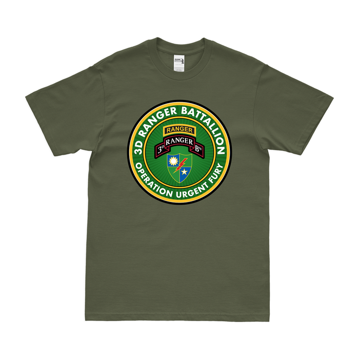 3d Ranger Battalion Operation Urgent Fury T-Shirt Tactically Acquired Military Green Clean Small