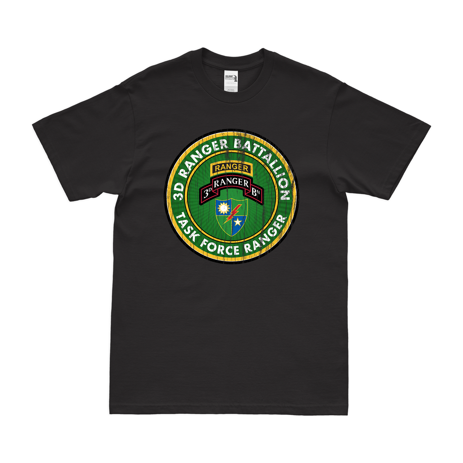 3d Ranger Battalion Task Force Ranger Somalia T-Shirt Tactically Acquired Black Distressed Small