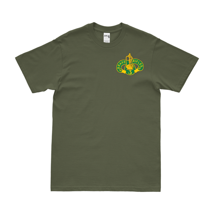 3d Cavalry Regiment DUI Left Chest Emblem T-Shirt Tactically Acquired Military Green Clean Small