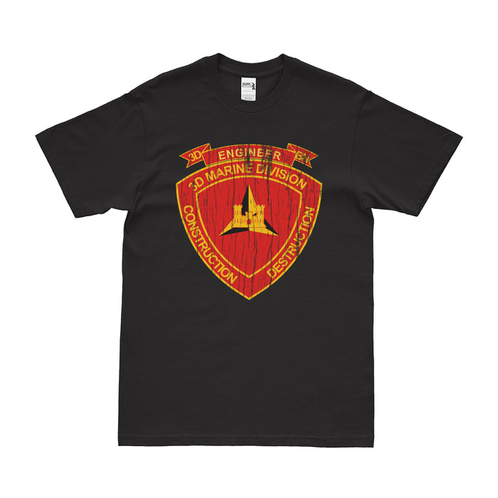 Distressed 3rd Combat Engineer Battalion (3rd CEB) Logo T-Shirt Tactically Acquired Small Black 