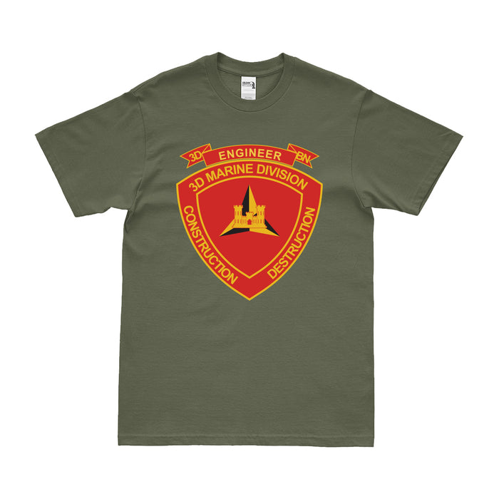 3rd Combat Engineer Battalion (3rd CEB) Logo T-Shirt Tactically Acquired Small Military Green 