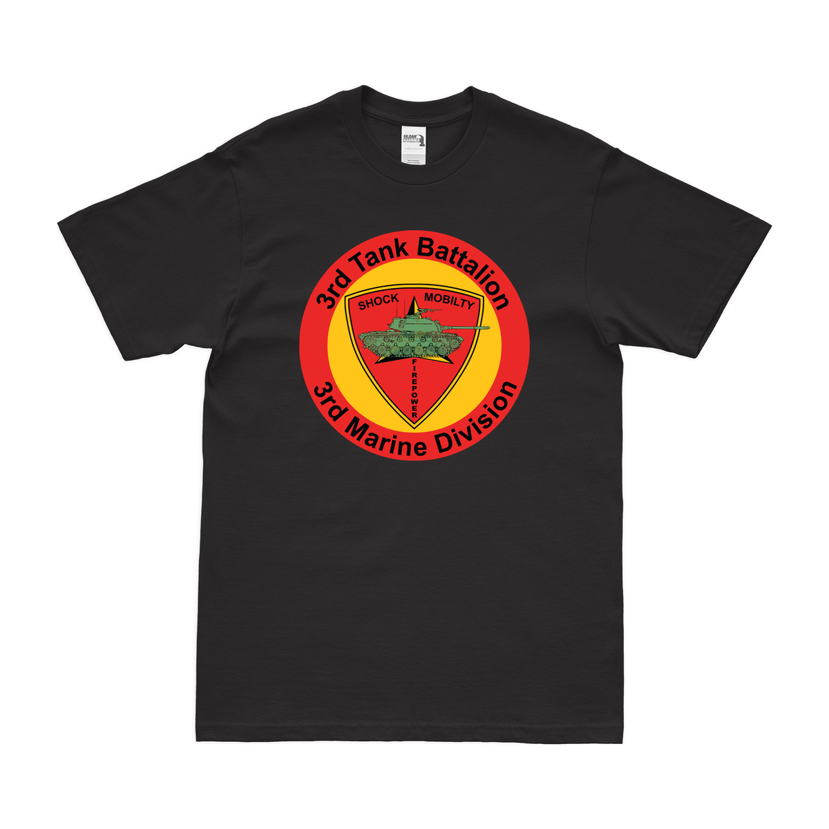 3rd Tank Battalion USMC T-Shirt Tactically Acquired Black Clean Small