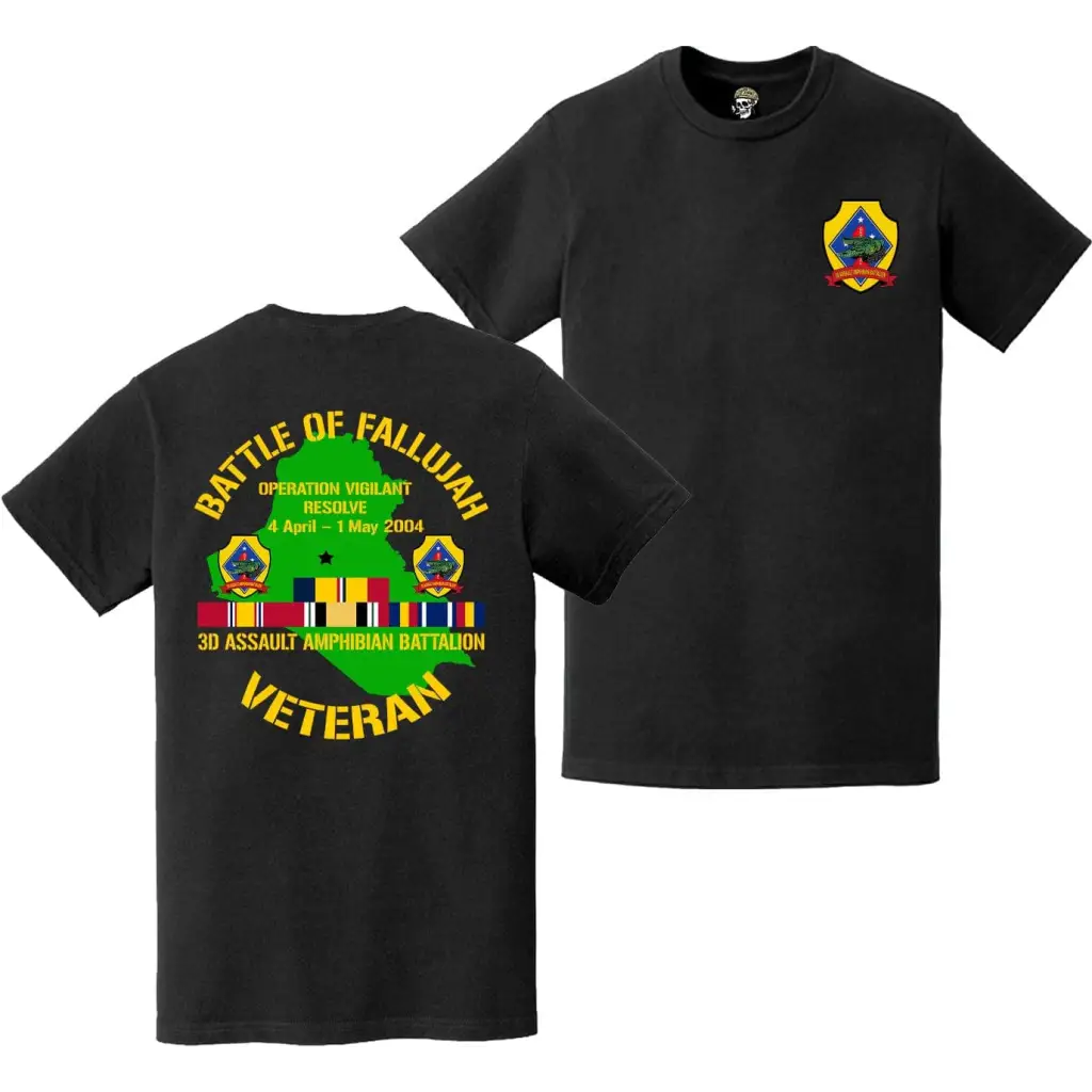 3rd AABn First Battle of Fallujah (Operation Vigilant Resolve) Double-Sided Veteran T-Shirt Tactically Acquired   