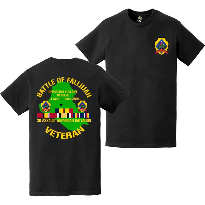 3rd AABn First Battle of Fallujah (Operation Vigilant Resolve) Double-Sided Veteran T-Shirt Tactically Acquired   