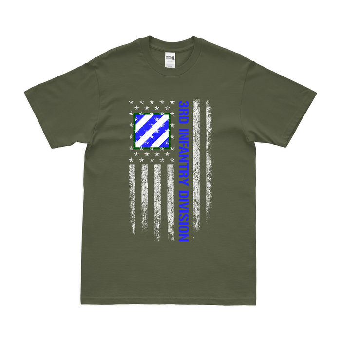 3rd Infantry Division American Flag T-Shirt Tactically Acquired Military Green Small 