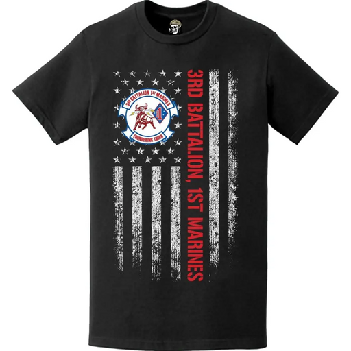 3rd Battalion 1st Marines (3/1) American Flag T-Shirt Tactically Acquired   