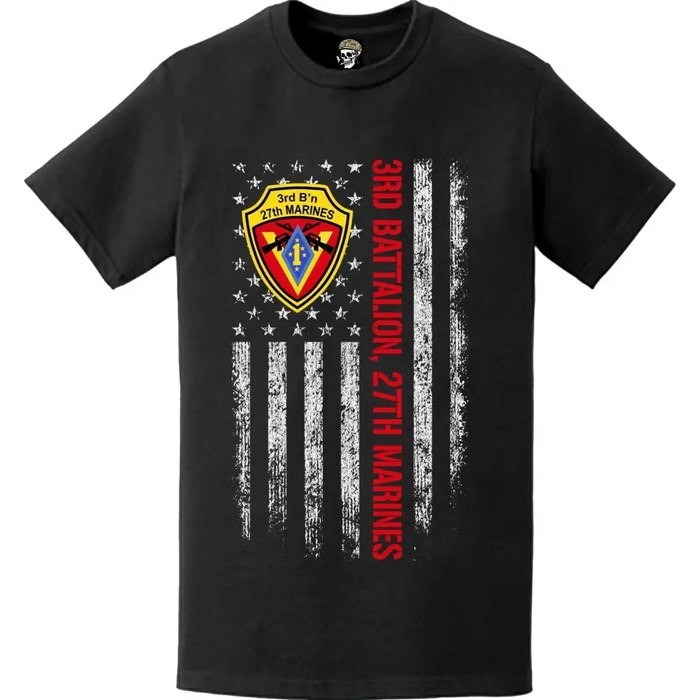 3rd Battalion, 27th Marines (3/27 Marines) American Flag T-Shirt Tactically Acquired   