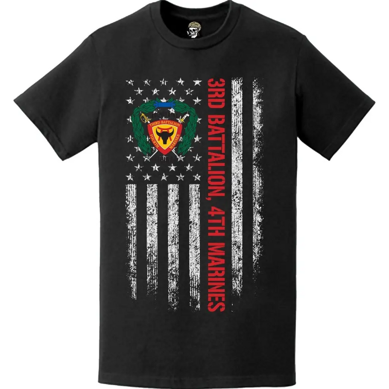 3rd Battalion, 4th Marines (3/4 Marines) American Flag T-Shirt