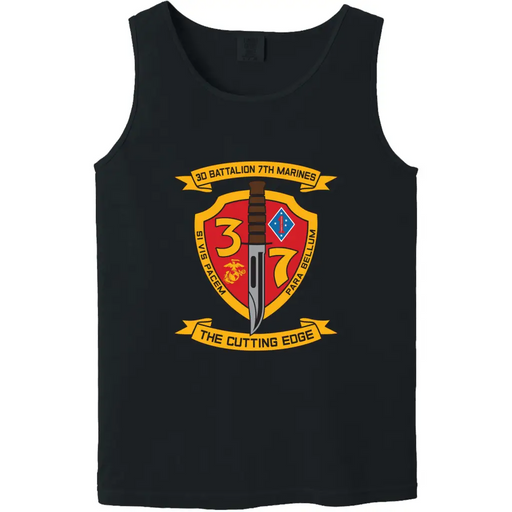 3rd Battalion, 7th Marines (3/7) Unit Logo Emblem Tank Top Tactically Acquired Black Small 