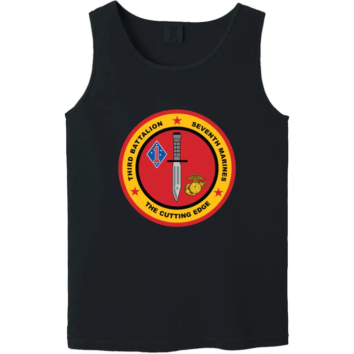3rd Battalion, 7th Marines (3/7) Vintage Unit Logo Emblem Tank Top Tactically Acquired Small Black 