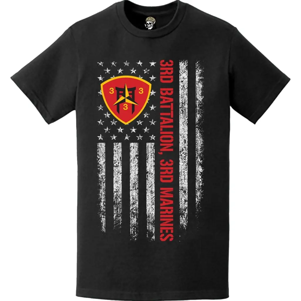 3rd Battalion, 3rd Marines (3/3 Marines) American Flag T-Shirt Tactically Acquired   