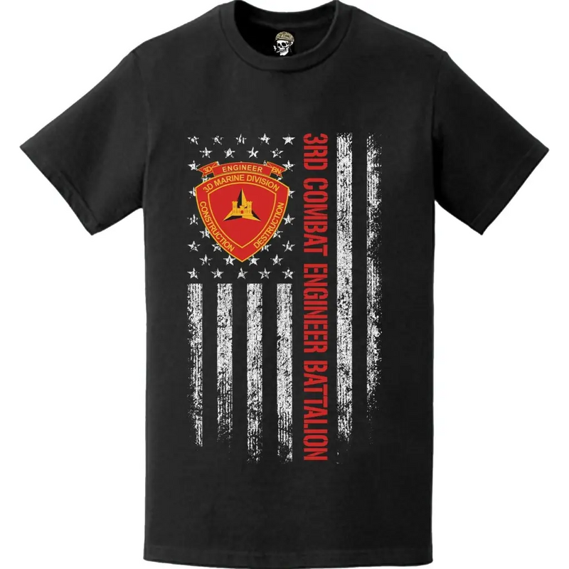 3rd Combat Engineer Battalion (3rd CEB) American Flag T-Shirt