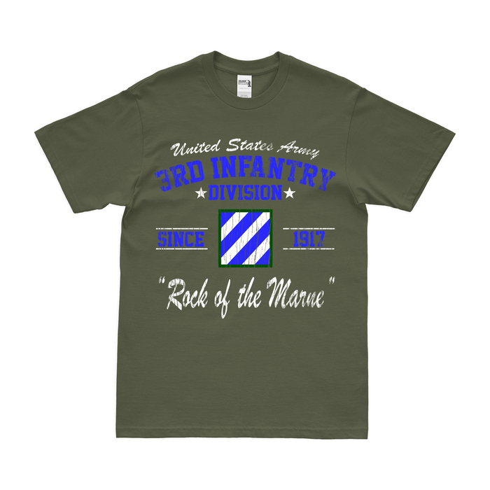 3rd Infantry Division Since 1917 Unit Legacy T-Shirt Tactically Acquired Military Green Distressed Small