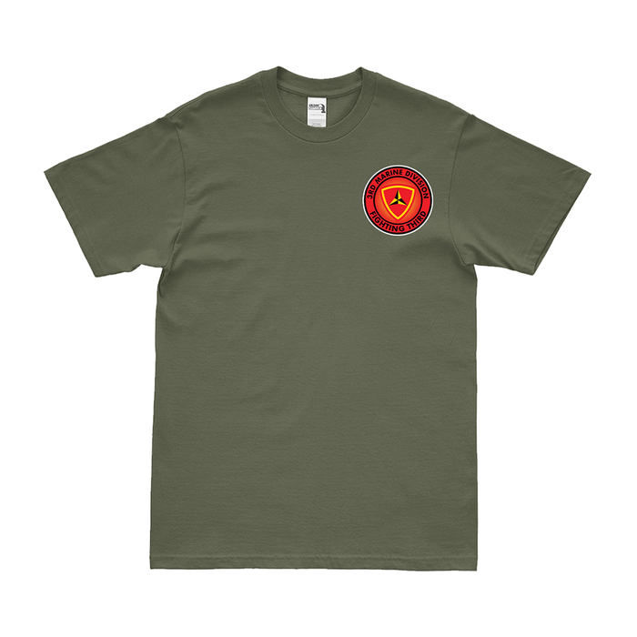 3rd MARDIV 'Fighting Third' Motto Left Chest Emblem T-Shirt Tactically Acquired Military Green Small 