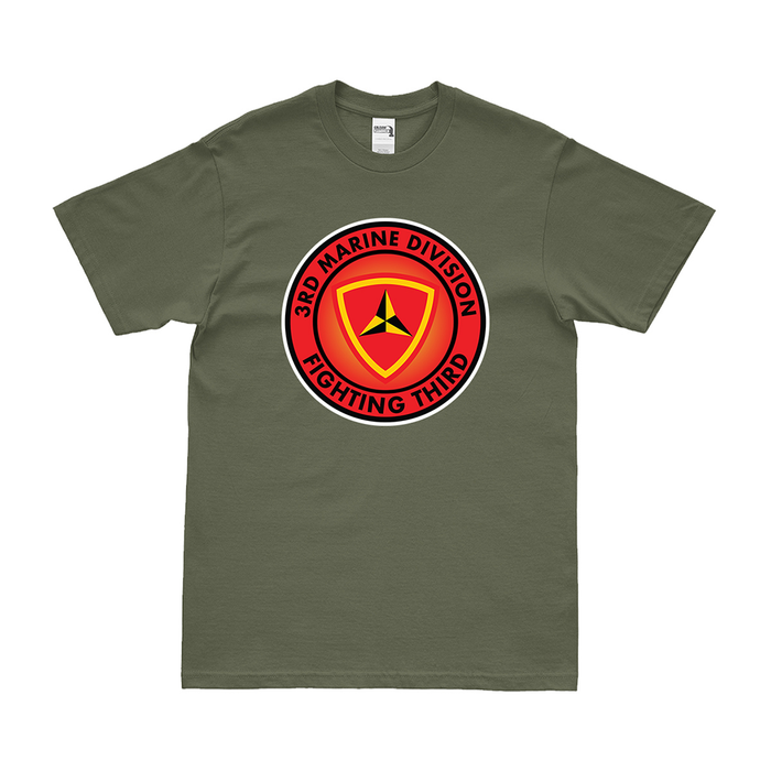 3rd Marine Division 'Fighting Third' Motto Emblem T-Shirt Tactically Acquired Military Green Small 