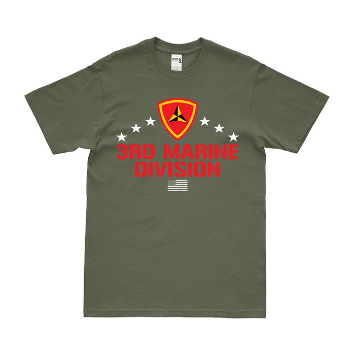 Patriotic 3rd Marine Division (3d MARDIV) T-Shirt Tactically Acquired Military Green Small 