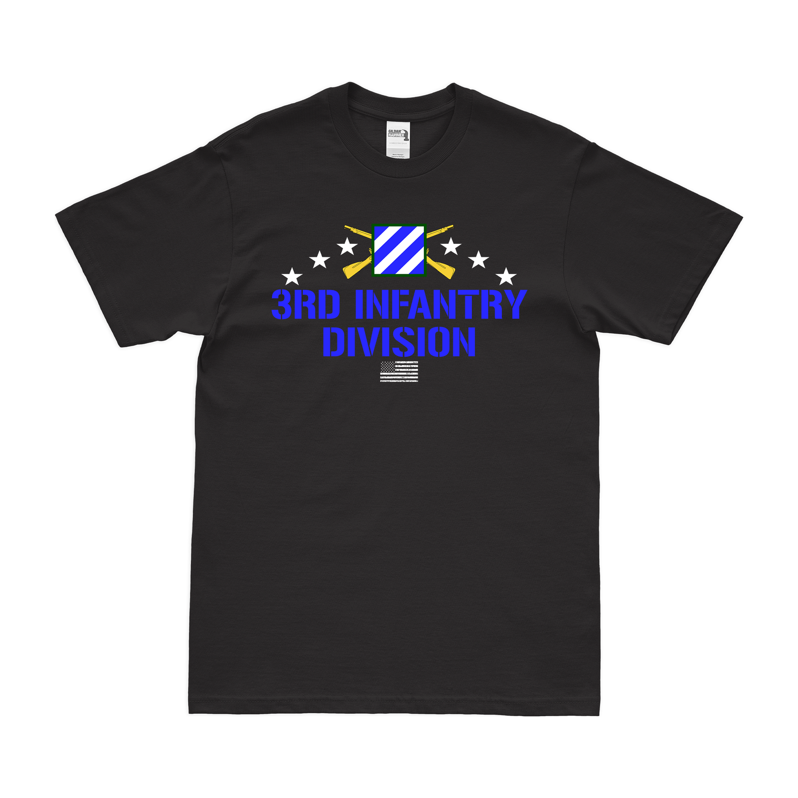 3rd Infantry Division Crossed Rifles T-Shirt Tactically Acquired Black Clean Small