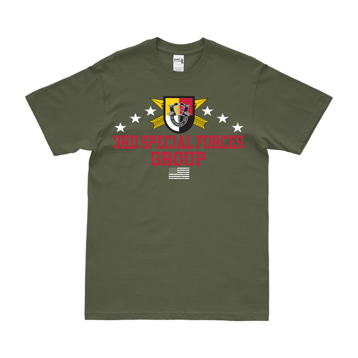 Patriotic 3rd Special Forces Group (3rd SFG) T-Shirt Tactically Acquired Military Green Clean Small